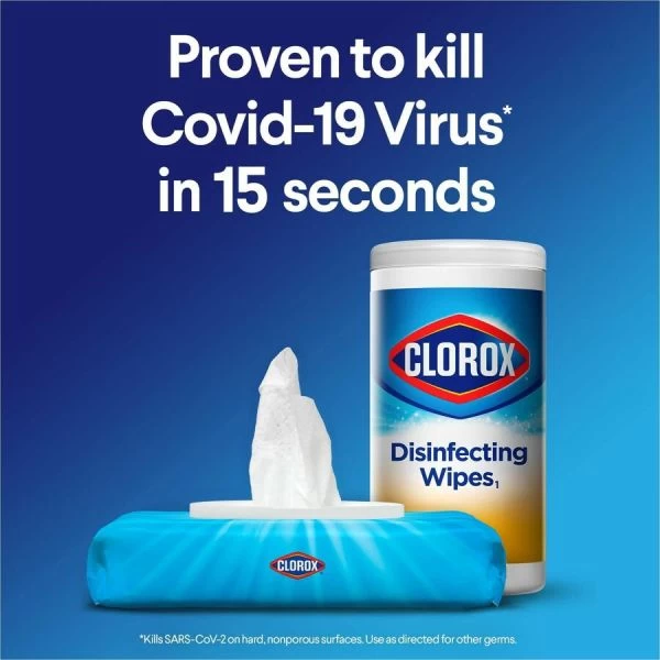 Clorox Disinfecting Wipes, 1-Ply, 7 X 8, Crisp Lemon, White, 35/Canister, 12 Canisters/Carton 6 Clorox Disinfecting Wipes, 1-Ply, 7 X 8, Crisp Lemon, White, 35/Canister, 12 Canisters/Carton - Image 6