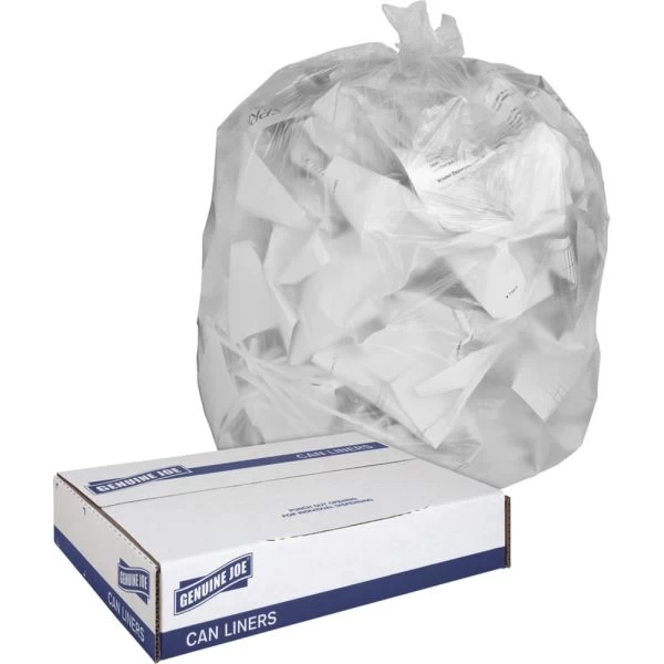 Genuine Joe 45 Gallon Trash Bags, Clear, Low-Density, 0.60 Mil Thickness, 250/Pack 2 Genuine Joe 45 Gallon Trash Bags, Clear, Low-Density, 0.60 Mil Thickness, 250/Pack - Image 2
