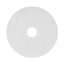 Boardwalk Standard Polishing Floor Pads, 16" Diameter, White, 5/Carton