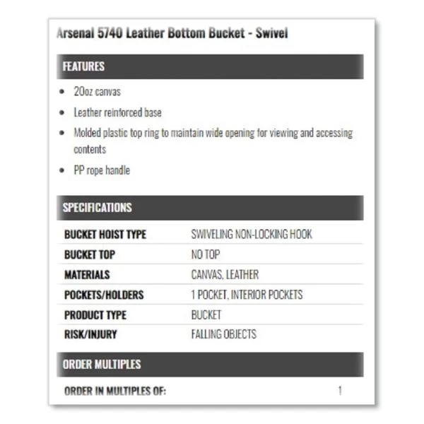 Ergodyne Arsenal 5740 Leather Bottom Bucket 2 Ergodyne Arsenal 5740 Leather Bottom Bucket - Image 2