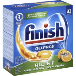 FINISH Dish Detergent Gelpacs, Orange Scent, Box Of 32 Gelpacs, 8 Boxes/Carton -Professional cleaning tool store e5513c5ce499ac18f2587cbe9fafe98bbf