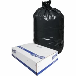 Genuine Joe Heavy Duty 30 Gallon Trash Bags, Black, Low-Density, 1.50 Mil, 100/Carton