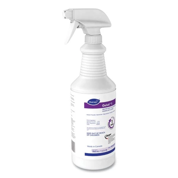 Diversey Oxivir 1 RTU Disinfectant Cleaner, 32 Oz Spray Bottle, 12/Carton 2 Diversey Oxivir 1 RTU Disinfectant Cleaner, 32 Oz Spray Bottle, 12/Carton - Image 2