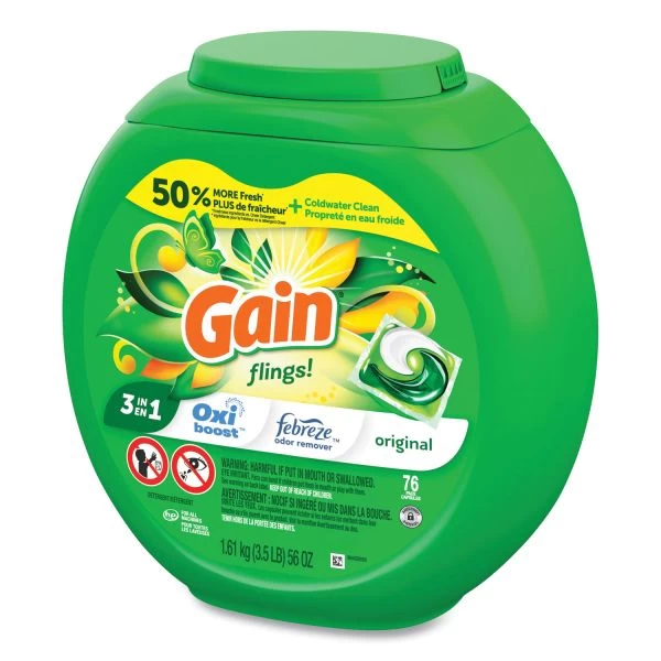 Gain Flings Detergent Pods, Original, 76 Pods/Tub, 4 Tubs/Carton 10 Gain Flings Detergent Pods, Original, 76 Pods/Tub, 4 Tubs/Carton - Image 10