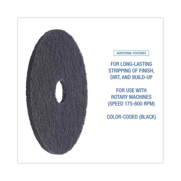 Boardwalk Standard Floor Pads, 19" Diameter, Black, 5/Carton 5 Boardwalk Standard Floor Pads, 19" Diameter, Black, 5/Carton - Image 5