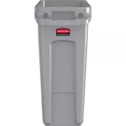 Rubbermaid Commercial Slim Jim Waste Container With Handles, 15.9 Gal, Plastic, Light Gray -Professional cleaning tool store ec1da6689f76eeec93591d162f4daf8e80