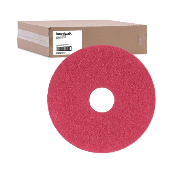 Boardwalk Standard Floor Pads, 13" Diameter, Red, 5/Carton 2 Boardwalk Standard Floor Pads, 13" Diameter, Red, 5/Carton - Image 2