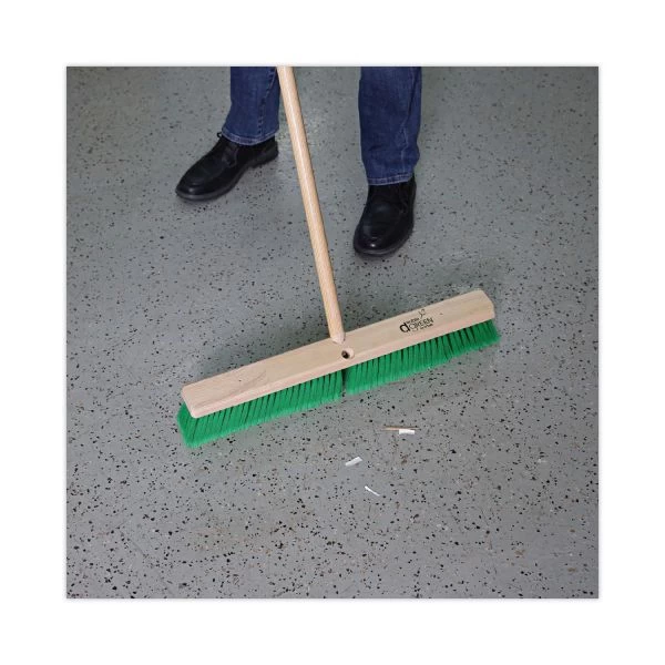 Boardwalk Floor Broom Head, 3" Green Flagged Recycled PET Plastic Bristles, 24" Brush 2 Boardwalk Floor Broom Head, 3" Green Flagged Recycled PET Plastic Bristles, 24" Brush - Image 2