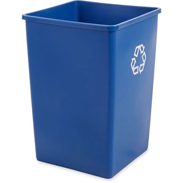 Rubbermaid Commercial Square Recycling Container, 35 Gal, Plastic, Blue 2 Rubbermaid Commercial Square Recycling Container, 35 Gal, Plastic, Blue - Image 2