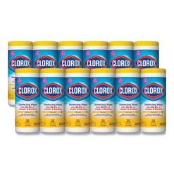 Clorox Disinfecting Wipes, 1-Ply, 7 X 8, Crisp Lemon, White, 35/Canister, 12 Canisters/Carton
