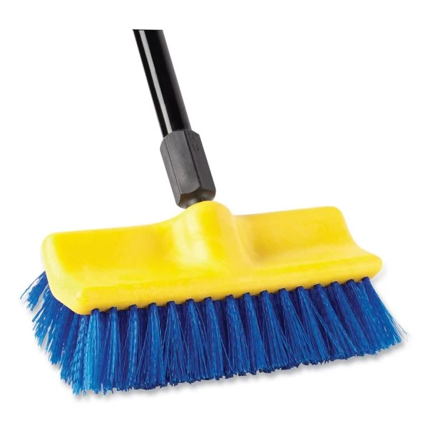 Rubbermaid Commercial Bi-Level Deck Scrub Brush, Blue Polypropylene Bristles, 10" Brush, 10" Plastic Block, Threaded Hole 3 Rubbermaid Commercial Bi-Level Deck Scrub Brush, Blue Polypropylene Bristles, 10" Brush, 10" Plastic Block, Threaded Hole - Image 3