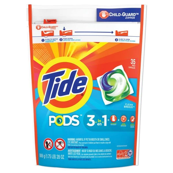 Tide Pods, Laundry Detergent, Clean Breeze, 35/Pack, 4 Pack/Carton 1 Tide Pods, Laundry Detergent, Clean Breeze, 35/Pack, 4 Pack/Carton