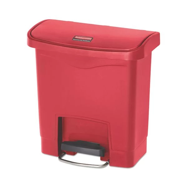 Rubbermaid Commercial Streamline Resin Step-On Container, Front Step Style, 4 Gal, Polyethylene, Red 1 Rubbermaid Commercial Streamline Resin Step-On Container, Front Step Style, 4 Gal, Polyethylene, Red