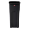 Rubbermaid Commercial Untouchable Square Waste Receptacle, 23 Gal, Plastic, Black