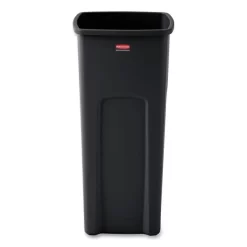 Rubbermaid Commercial Untouchable Square Waste Receptacle, 23 Gal, Plastic, Black