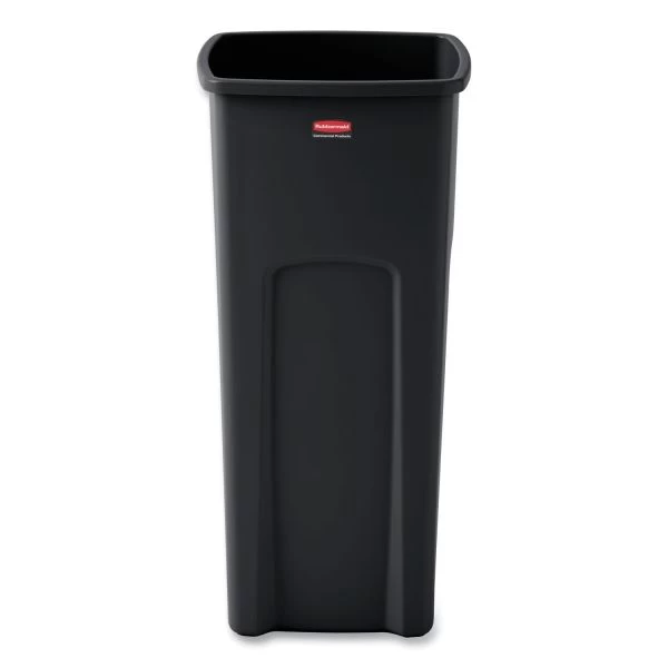 Rubbermaid Commercial Untouchable Square Waste Receptacle, 23 Gal, Plastic, Black 1 Rubbermaid Commercial Untouchable Square Waste Receptacle, 23 Gal, Plastic, Black