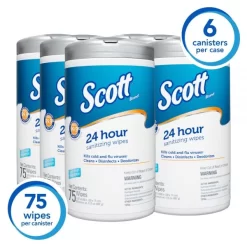 Scott 24-Hour Sanitizing Wipes, White, 75 Sheets Per Pack, Case Of 6 Packs -Professional cleaning tool store f506501e34275fe41e06d6d5bbb2c65565