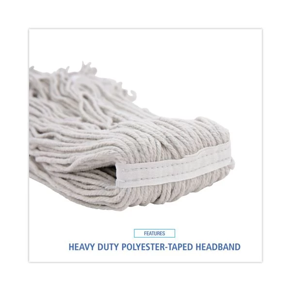 Boardwalk Mop Head, Loop Web/Tailband, Value Standard, Cotton, No. 32, White, 12/Carton 2 Boardwalk Mop Head, Loop Web/Tailband, Value Standard, Cotton, No. 32, White, 12/Carton - Image 2