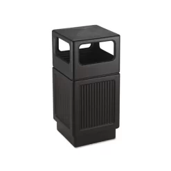 Safco Canmeleon Recessed Panel Receptacles, Side-Open, 38 Gal, Polyethylene, Black