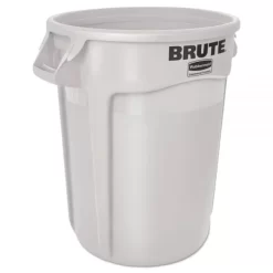 Rubbermaid Commercial Vented Round Brute Container, 10 Gal, Plastic, White