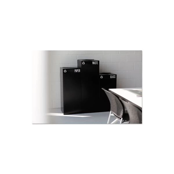 Safco Public Square Recycling Receptacles, Paper Recycling, 42 Gal, Steel, Black 1 Safco Public Square Recycling Receptacles, Paper Recycling, 42 Gal, Steel, Black