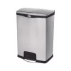 Rubbermaid Commercial Slim Jim Stainless Steel Step-On Container, Front Step Style, 24 Gal, Stainless Steel, Black