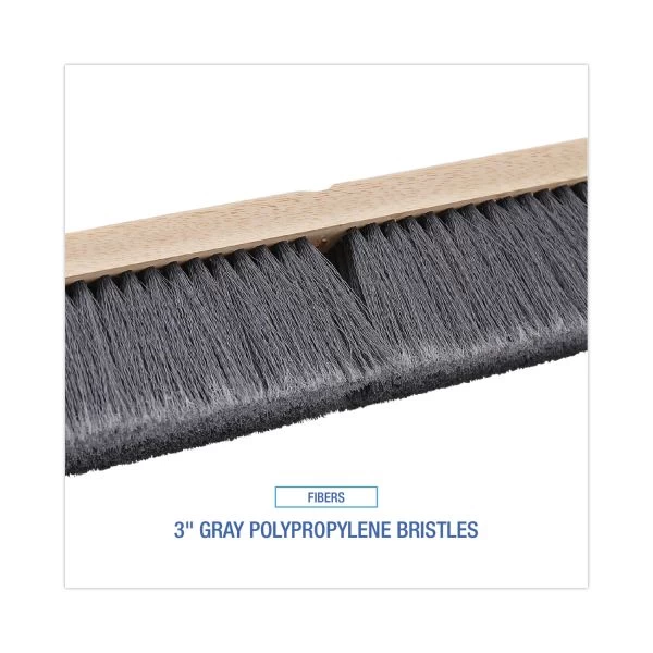 Boardwalk Floor Brush Head, 3" Gray Flagged Polypropylene Bristles, 36" Brush 2 Boardwalk Floor Brush Head, 3" Gray Flagged Polypropylene Bristles, 36" Brush - Image 2