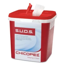 Chicopee S.U.D.S Bucket With Lid, 7.5 X 7.5 X 8, Red/White, 6/Carton