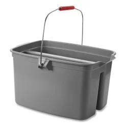 Rubbermaid Commercial 19 Quart Double Utility Pail, Plastic, Gray, 18 X 14.5 X 10 -Professional cleaning tool store f9df20b6a01f5a0836c23d27cb492c7a4c