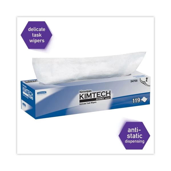 Kimtech Kimwipes Delicate Task Wipers, 2-Ply, 11.8 X 11.8, Unscented, White, 120/Box, 15 Boxes/Carton 3 Kimtech Kimwipes Delicate Task Wipers, 2-Ply, 11.8 X 11.8, Unscented, White, 120/Box, 15 Boxes/Carton - Image 3