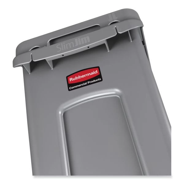Rubbermaid Commercial Slim Jim With Venting Channels, 23 Gal, Plastic, Gray 2 Rubbermaid Commercial Slim Jim With Venting Channels, 23 Gal, Plastic, Gray - Image 2