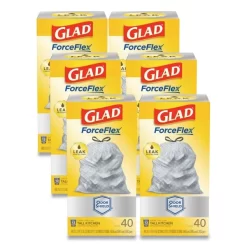 Glad 13-gal ForceFlexPlus Drawstring Bags, White, Large Size, 13 Gallons, 40/Box, 6/Carton 13 Glad 13-gal ForceFlexPlus Drawstring Bags, White, Large Size, 13 Gallons, 40/Box, 6/Carton -Professional cleaning tool store ff4dd2d519be1902500569100ebfbcf778