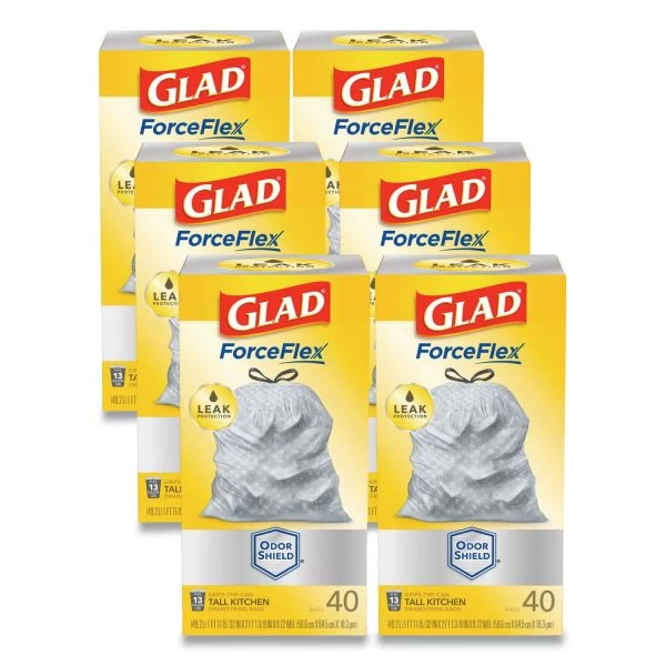 Glad 13-gal ForceFlexPlus Drawstring Bags, White, Large Size, 13 Gallons, 40/Box, 6/Carton 3 Glad 13-gal ForceFlexPlus Drawstring Bags, White, Large Size, 13 Gallons, 40/Box, 6/Carton - Image 3