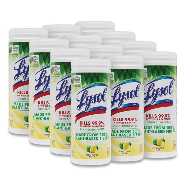 LYSOL Brand Disinfecting Wipes II Fresh Citrus, 1-Ply, 7 X 7.25, White, 30 Wipes/Canister, 12 Canisters/Carton 1 LYSOL Brand Disinfecting Wipes II Fresh Citrus, 1-Ply, 7 X 7.25, White, 30 Wipes/Canister, 12 Canisters/Carton